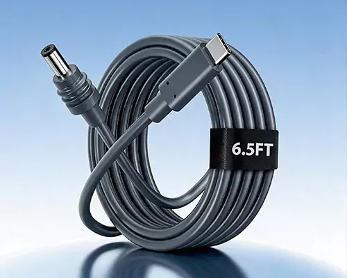 El cable de carga de tipo C a CC potencia múltiples dispositivos